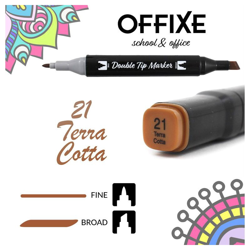 Double Tip Marker N21 Terra Cotta, doppia punta - Offixe - 1