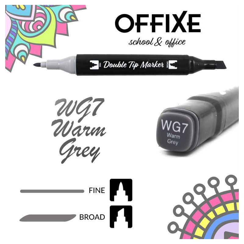 Double Tip Marker N WG7 Warm Grey, doppia punta - Offixe - 1