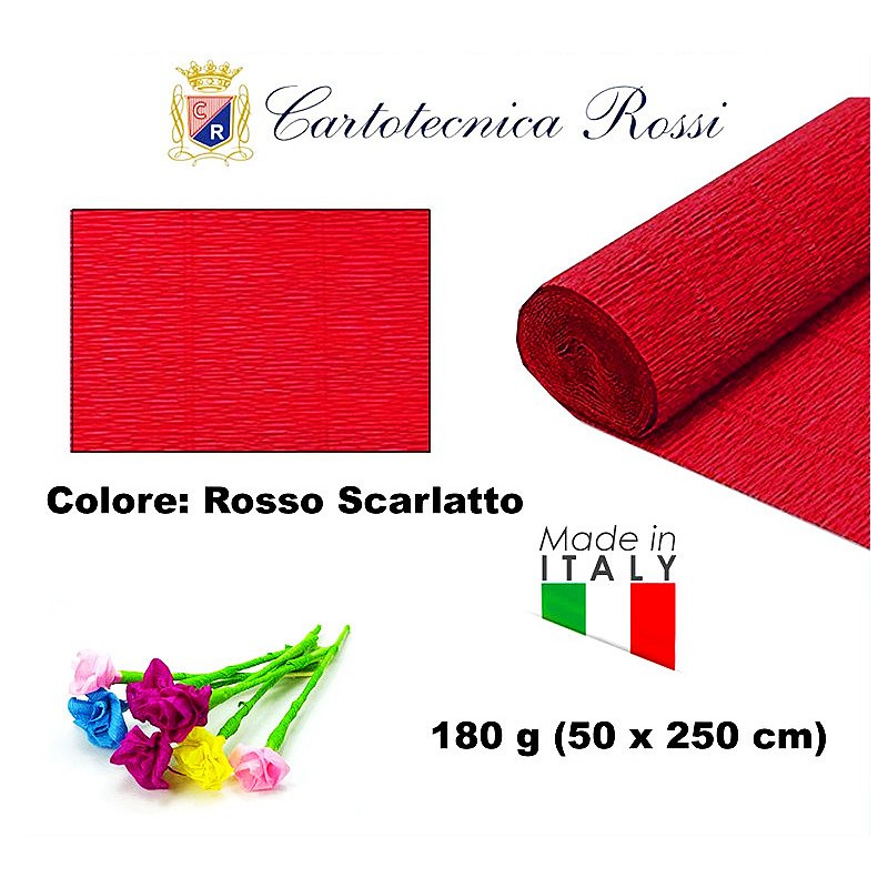 Carta crespate 180g (50x250cm) 589 rosso scarlatto