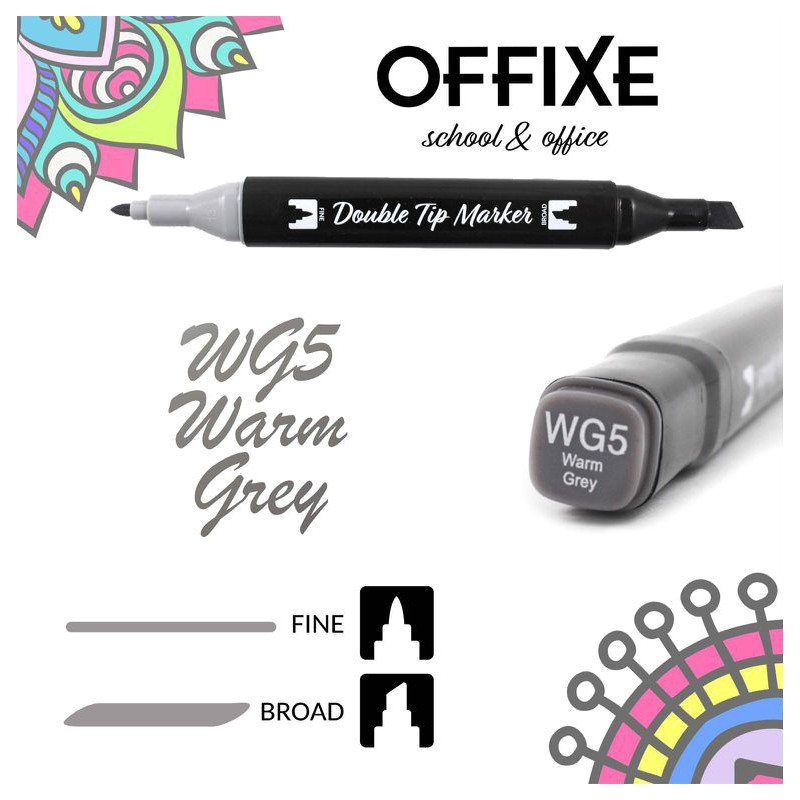 Double Tip Marker N WG5 Warm Grey, doppia punta - Offixe - 1