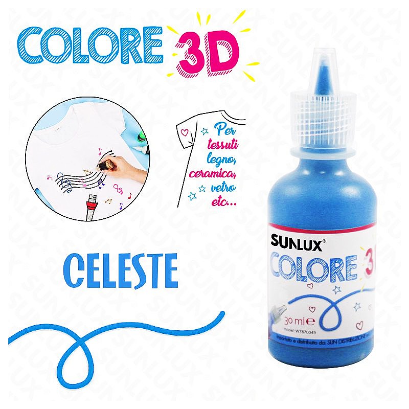 Colore per tessuto in 3d 30ml celeste