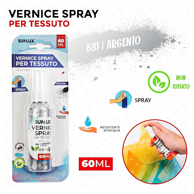 Vernice spray per tessuto 881 argento 60ml