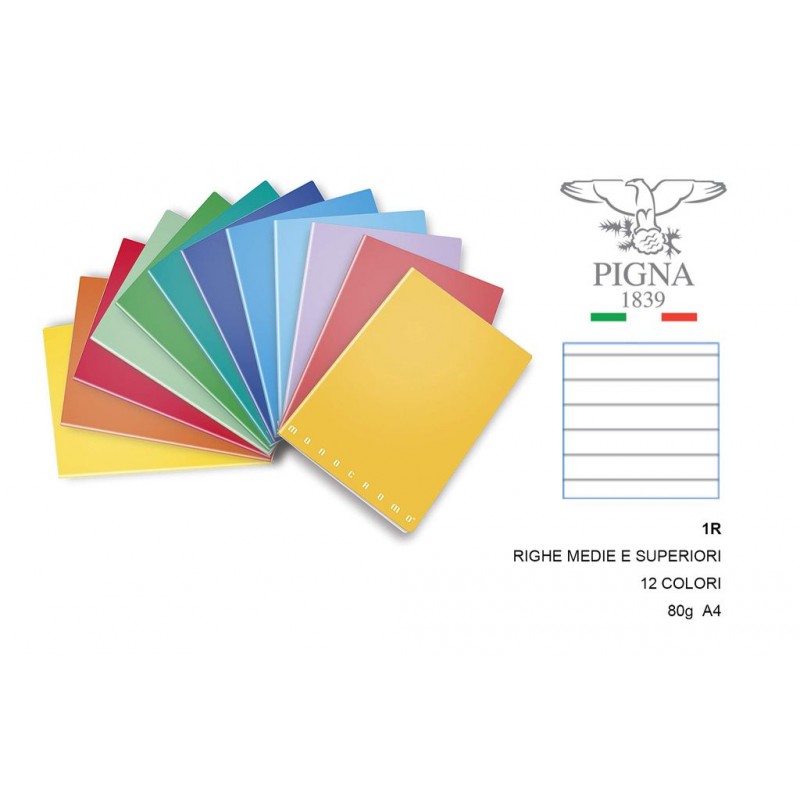 Pigna monocromo quaderno maxi spirale con fori 70ff 80g 1r