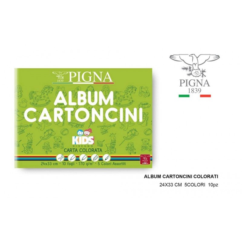 Album cartoncini colorati carta colorata 24x33cm 5 colori 10pz