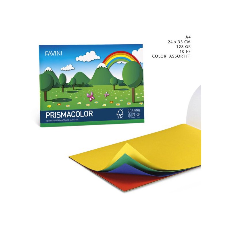 Favini album prismacolor a4 24x33cm 128g 10ff ass.