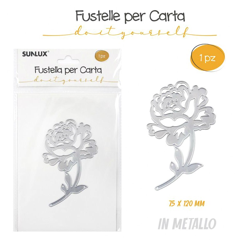 Fustelle per carta 75x120 mm in metallo - forma Rosa - sunlux