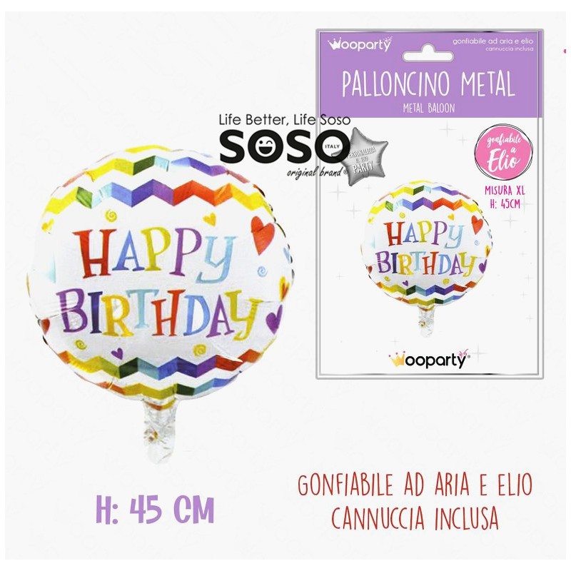 Palloncini metal happy birthday 45cm