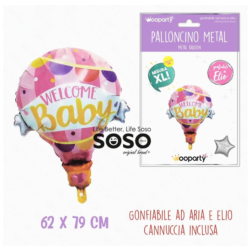 Palloncini metal welcome baby 62x79cm xl