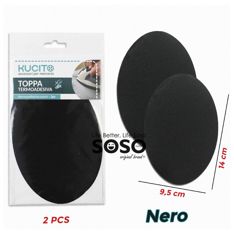 Toppa termoadesiva 2pc 9.5x14cm nero