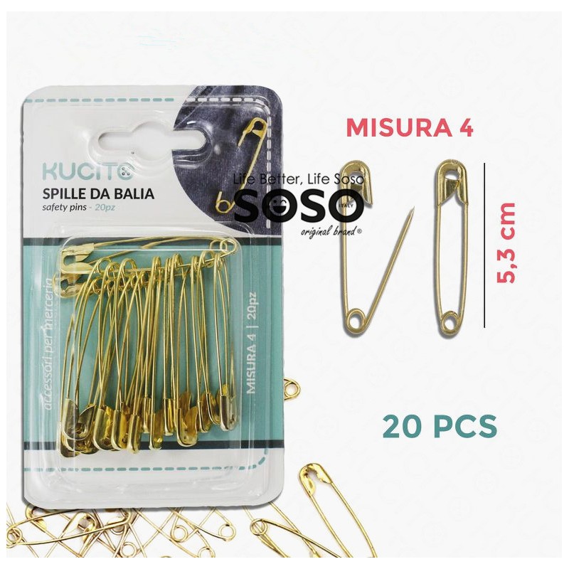 Spille da balia oro 20pc-5.3cm misura 4