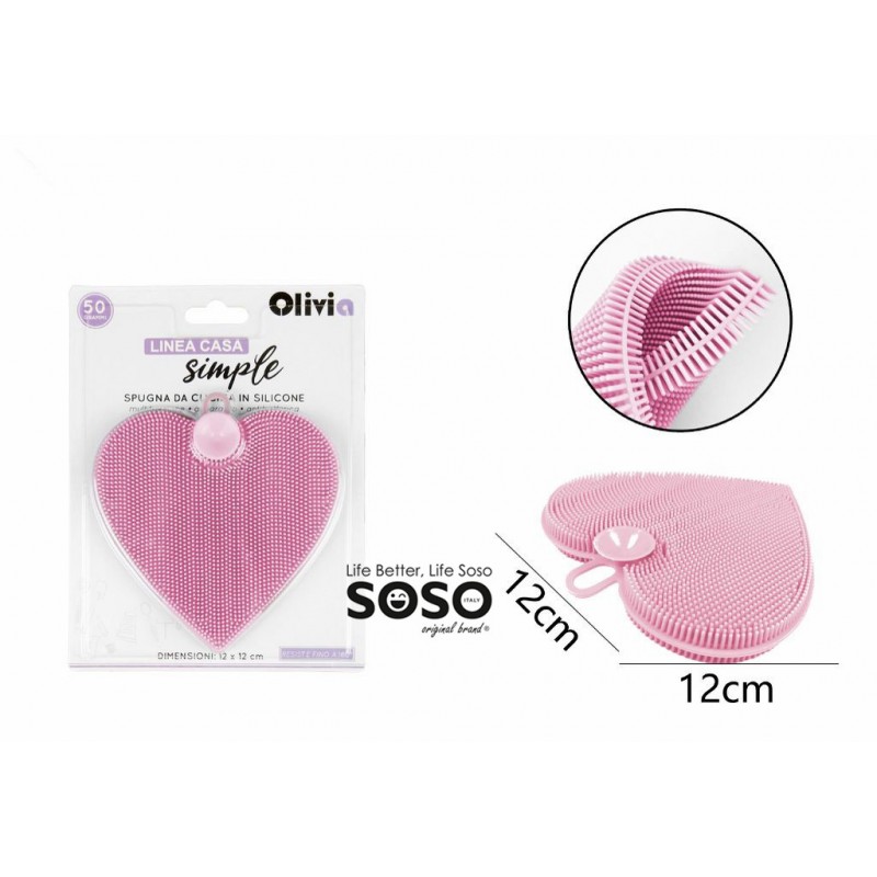 Spugna cuore diametro 12cm rosa multifunziona silicone