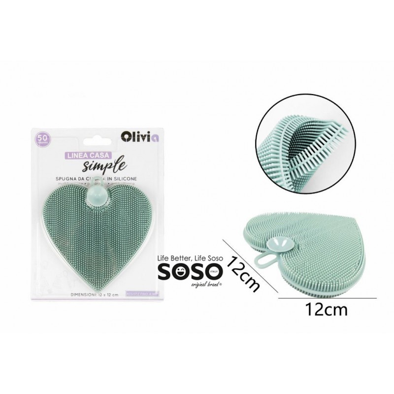 Spugna cuore diametro 12cm verde multifunziona silicone