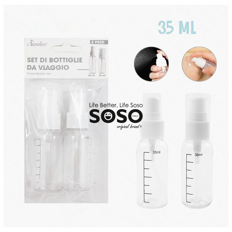 Set di bottiglie da viaggio plastica 2pcs 35ml