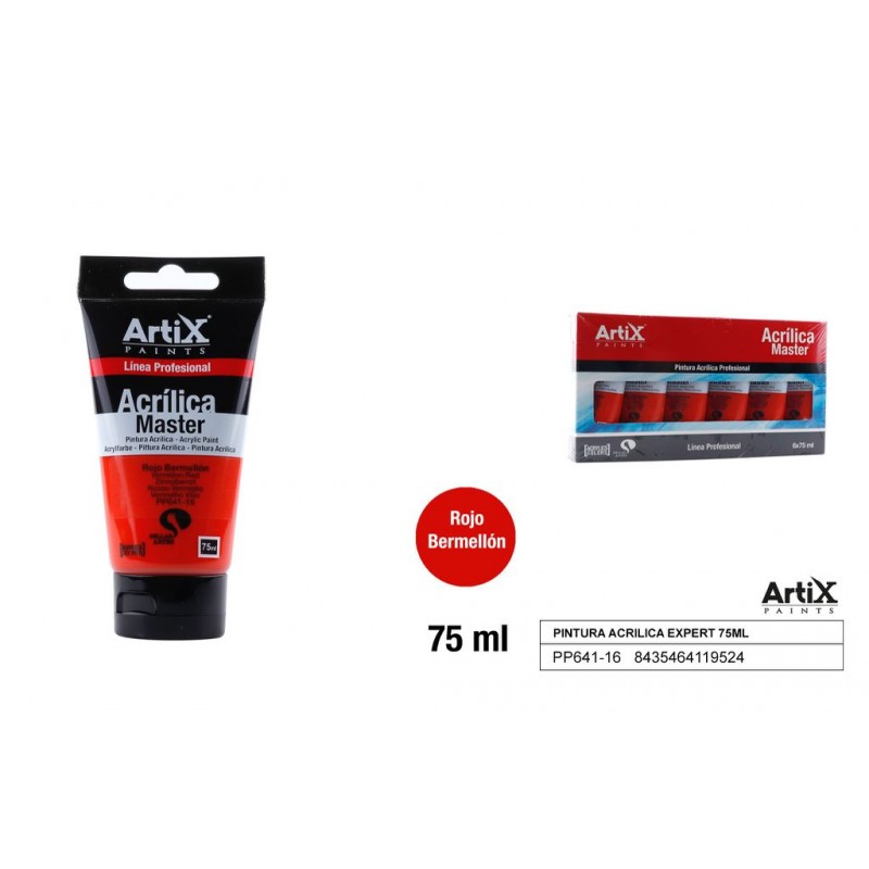 Tubetto acrilico di rosso vermiglio da 75 ml in offerta - marca MP Artix