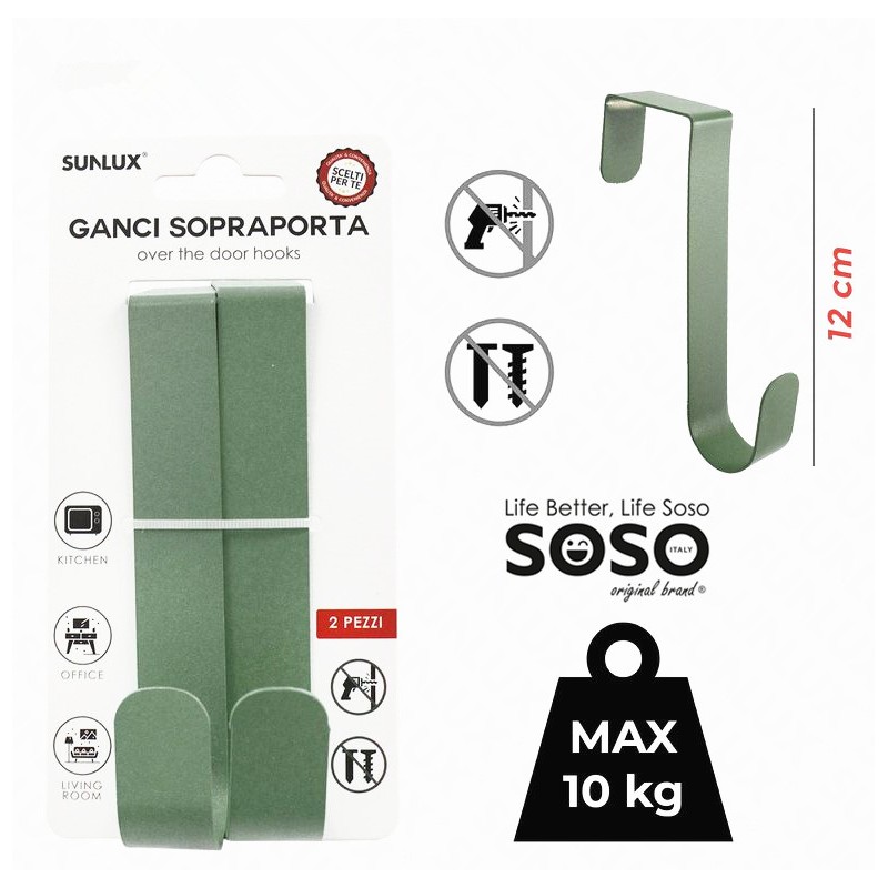 Ganci sopraporta metallo verde max 10kg 2pcs 12cm - 1