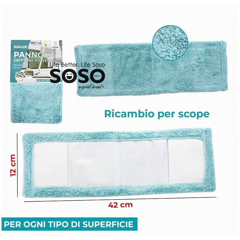 Panno cattura polvere ricambio scope 42x12cm