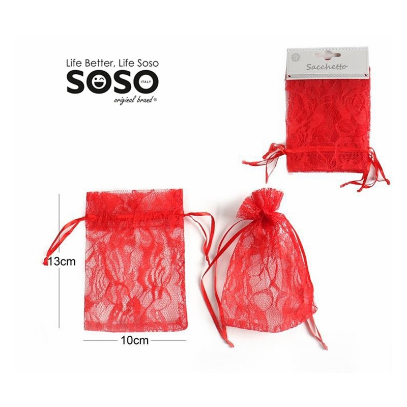 Sacchetti tulle 10x13cm 3pz rosso