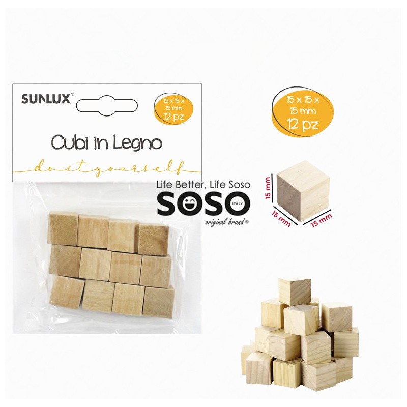 Cubi in legno 15x15x15cm 12pcs