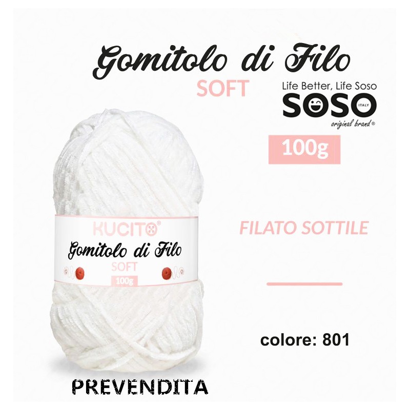 Gomitolo di filo soft sottile colore . 801 100gr - 1