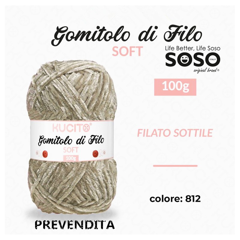 Gomitolo di filo soft sottile colore . 812 100gr - 1