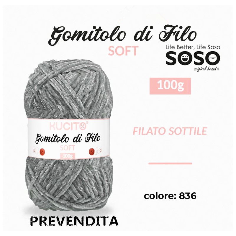 Gomitolo di filo soft sottile colore . 836 100gr - 1