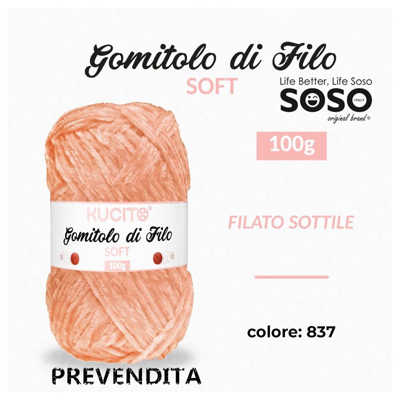 Gomitolo di filo soft sottile colore . 837 100gr - 1