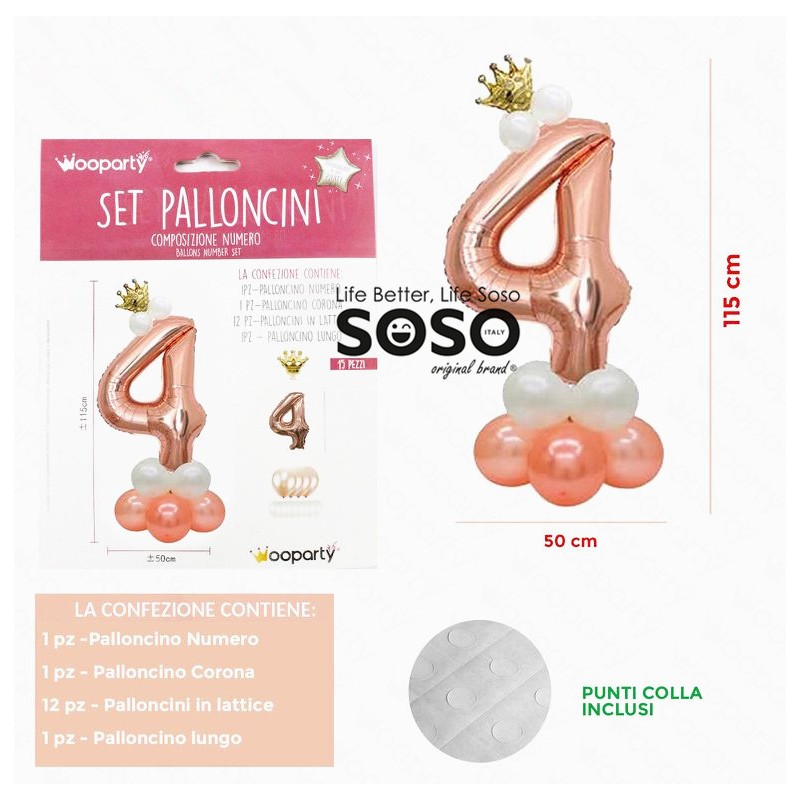 Set palloncini composizione numero 4 diametro 50x115cm