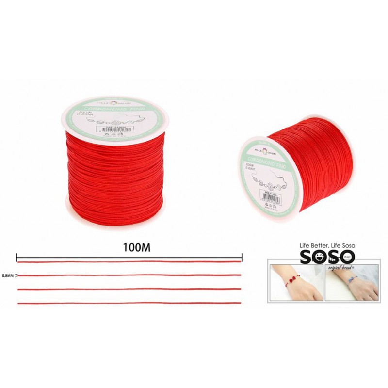 Cordoncino fino  0.8mm 100m Rosso - 1