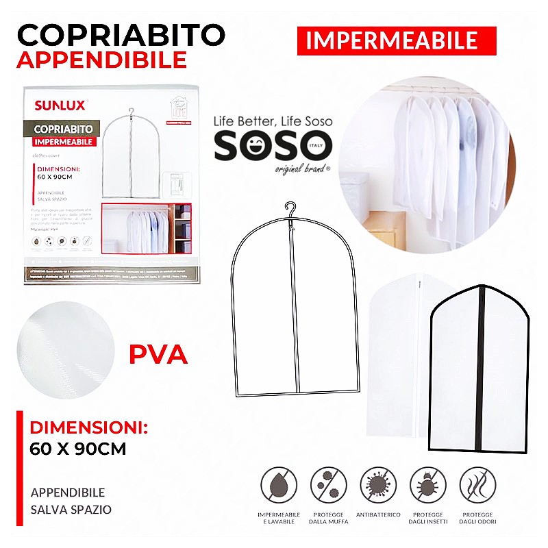 Copriabito appendibile impermeabile 60 x 90cm - 1