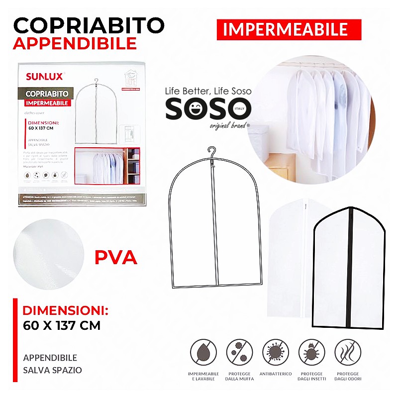 Copriabito appendibile impermeabile 60 x 137cm - 1