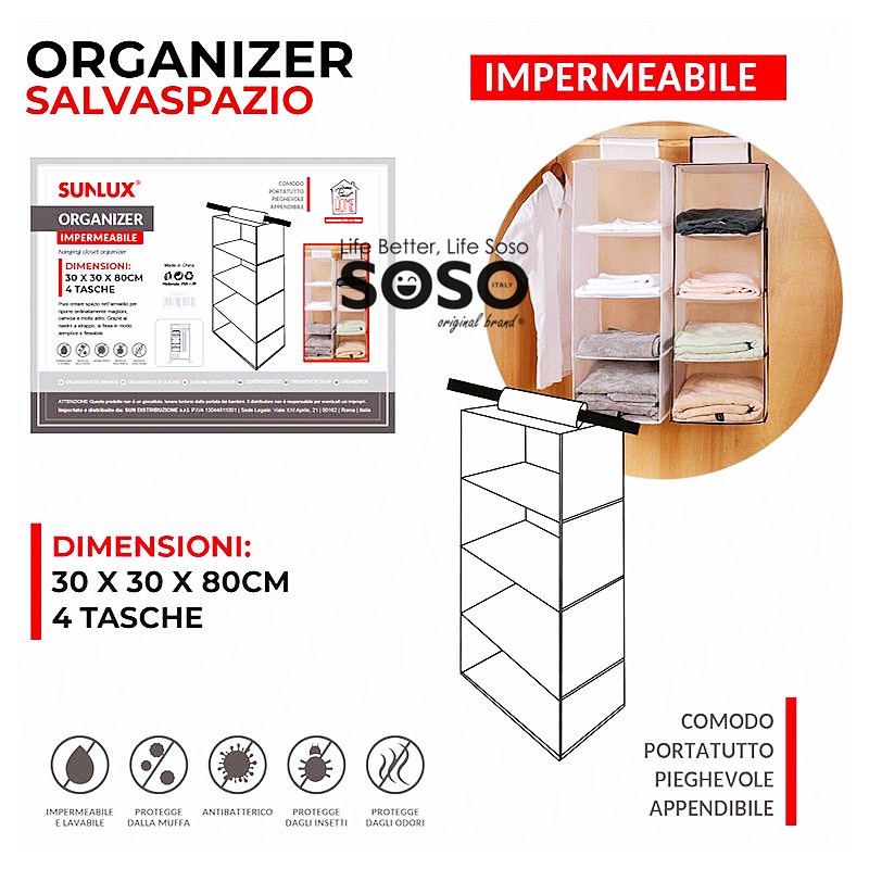 Organizer salvaspazio impermeabile 30x30x80cm - 1