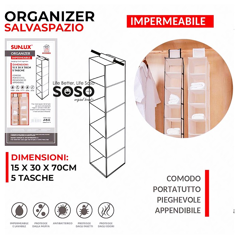 Organizer salvaspazio impermeabile 15x30x70cm - 1