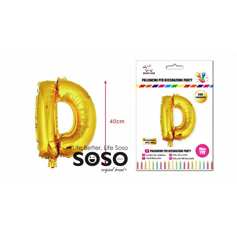 Palloncino mylar oro lettera d h.40cm - 1