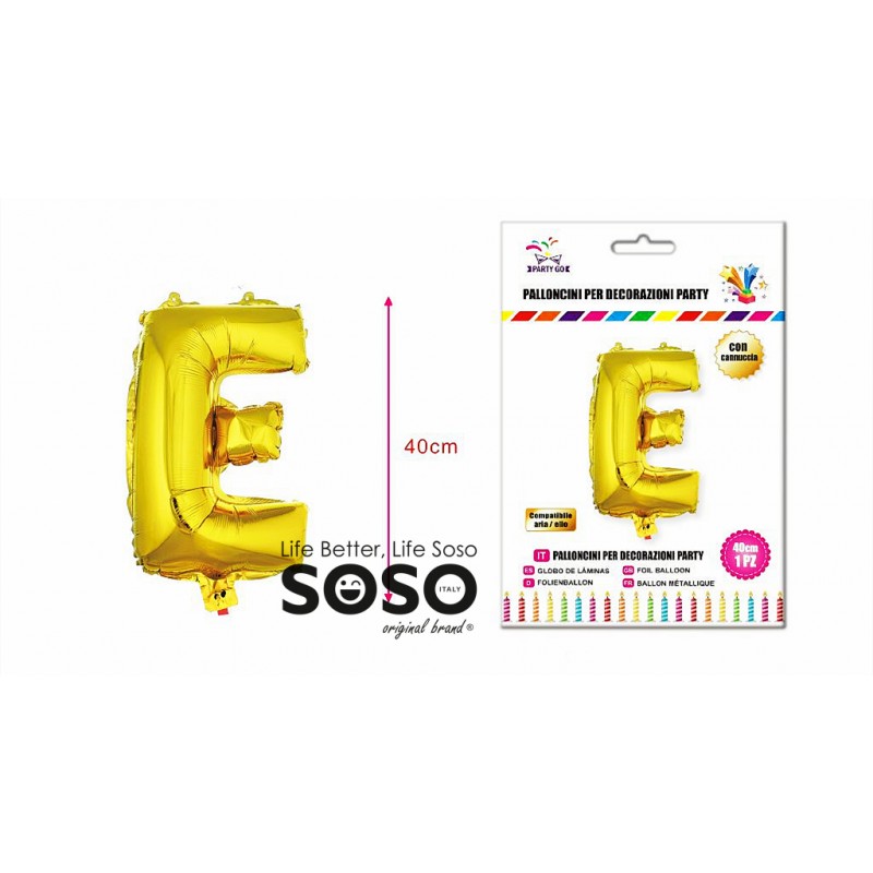 Palloncino mylar oro lettera e h.40cm - 1