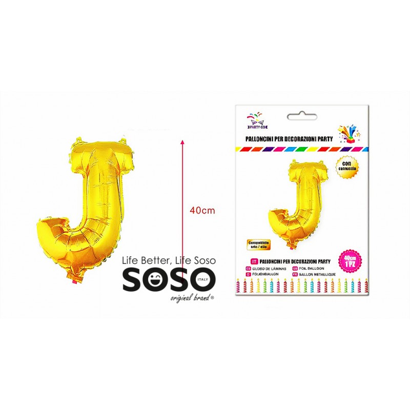 Palloncino mylar oro lettera j h.40cm - 1