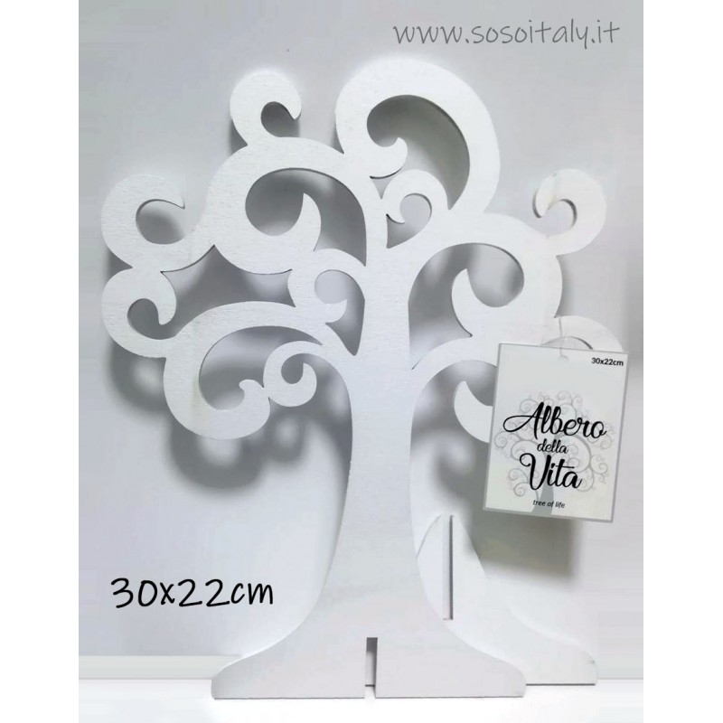 Albero della vita 30x22cm in legno verniciato bianco - 1