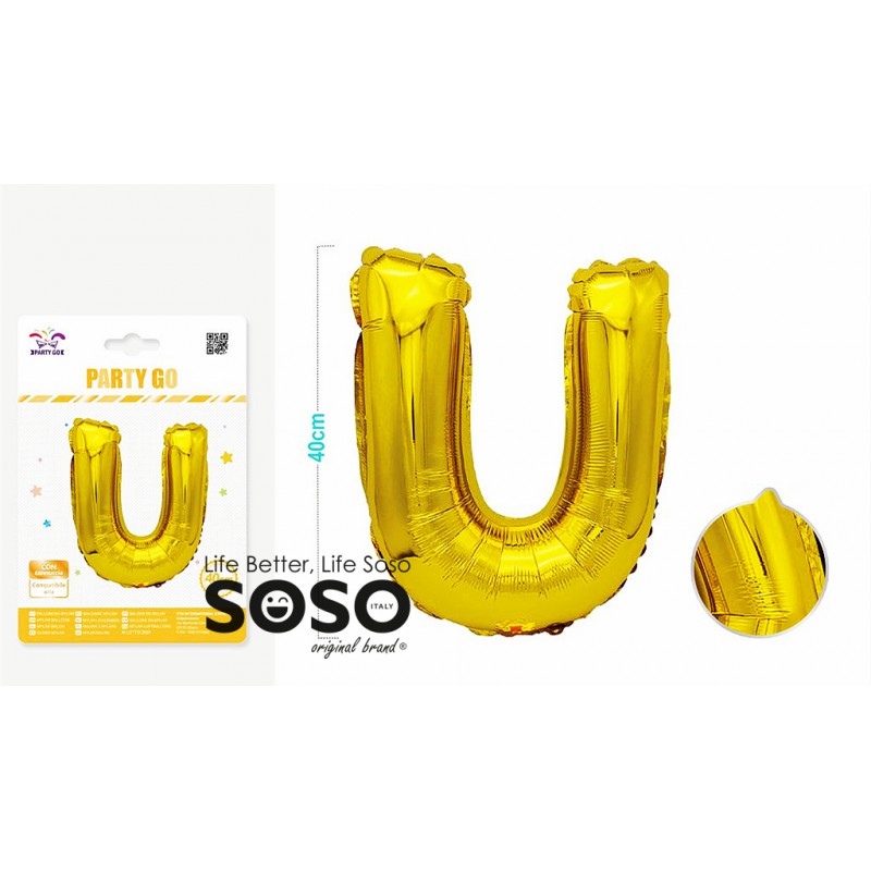 Palloncino mylar oro lettera u h.40cm - 1