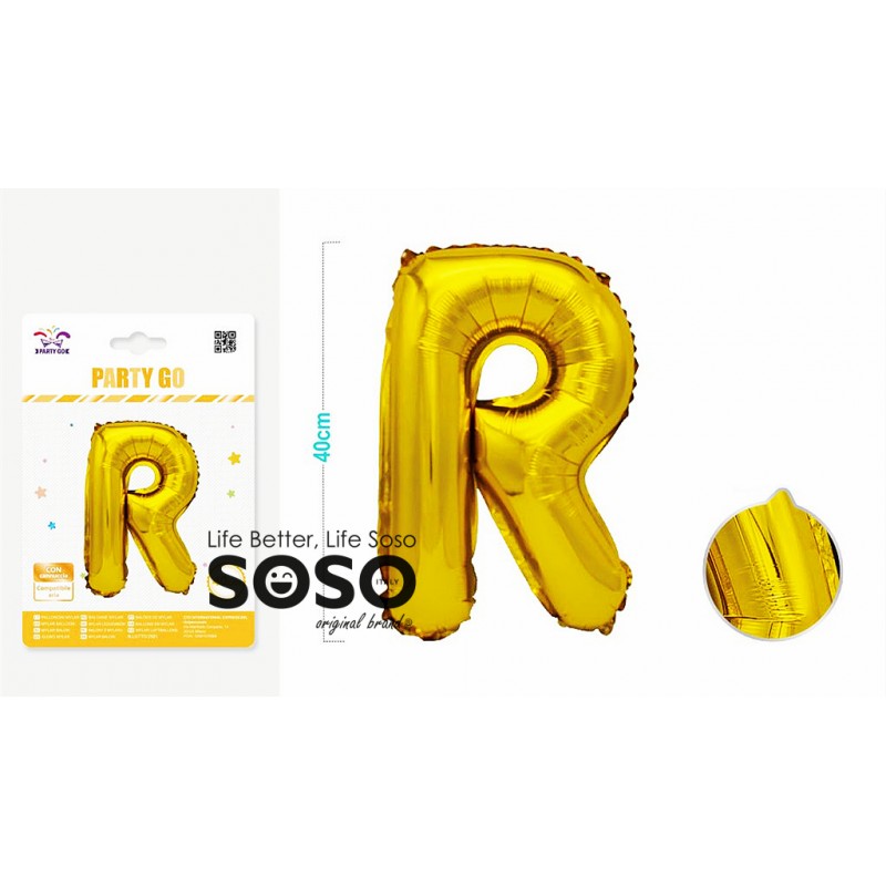 Palloncino mylar oro lettera r h.40cm - 1