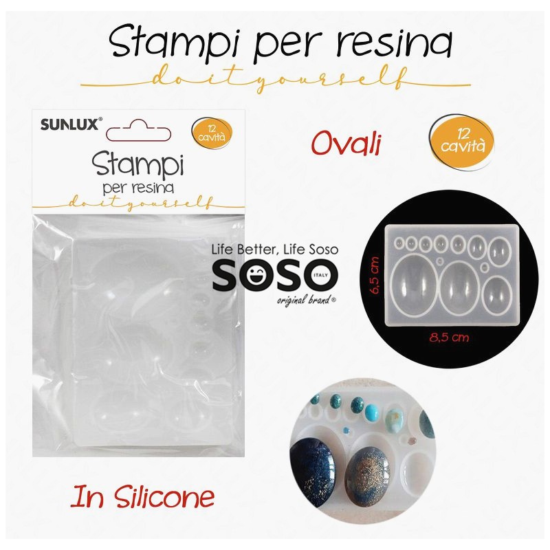 Stampi in silicone per resina ovali 12 cavita - 1