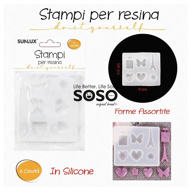 Stampi silicone per resina - cubi - carta stampata - kit 4 - Perles & Co