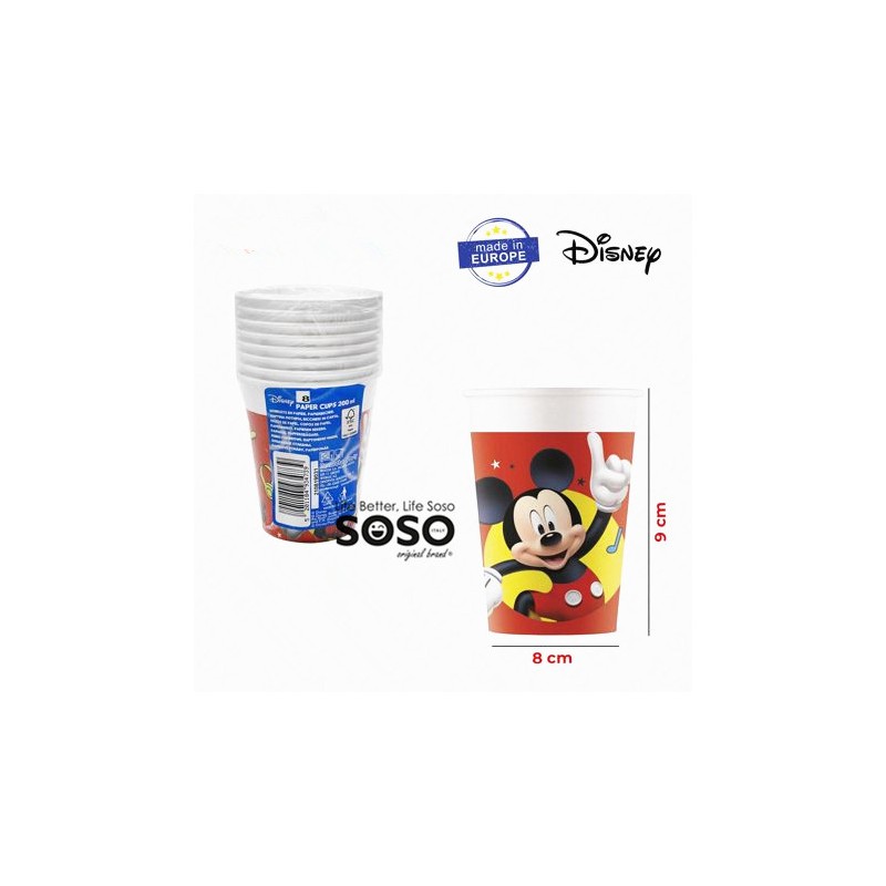 Bicchieri carta mickey mouse 200ml 8pcs 8x9cm - 1