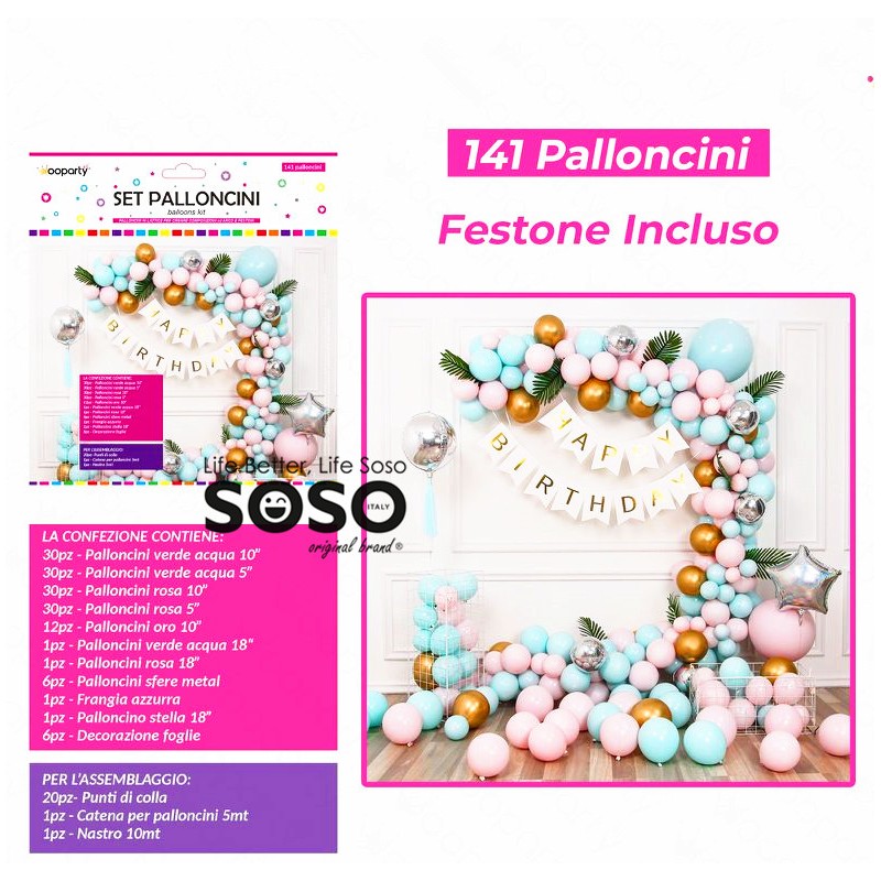 Set palloncini per compleanno 141 pcs ass. - 1