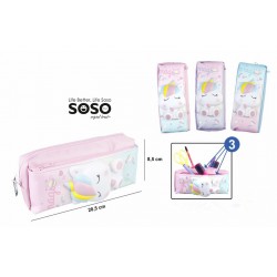 Astuccio con 3 scomparti e squishy unicorn con 2 scompart - 1