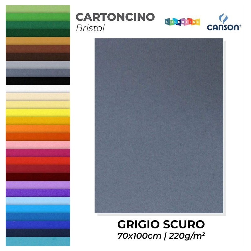 Cartoncino Bristol 70x100cm 220gr - GRIGIO SCURO - Canson Colorline - 1