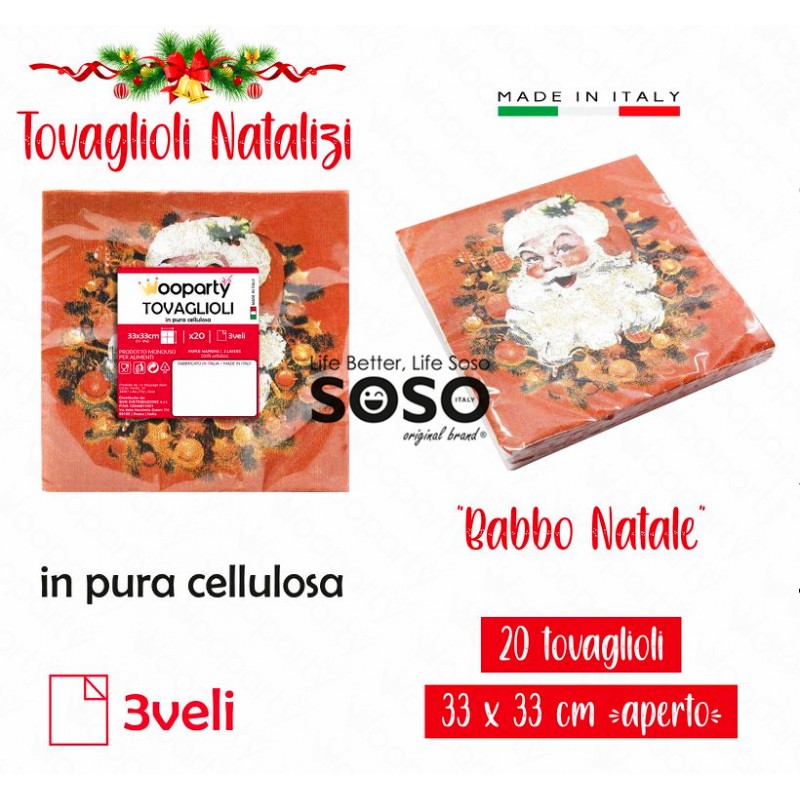 Tovaglioli natalizi 33x33cm 3 veli 20pcs - 1