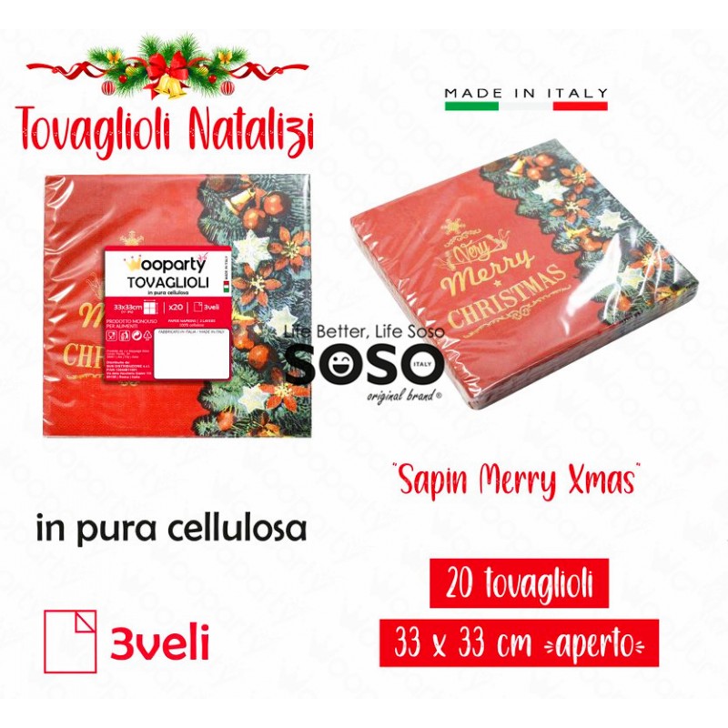 Tovaglioli natalizi 33x33cm 3 veli 20pcs - 1