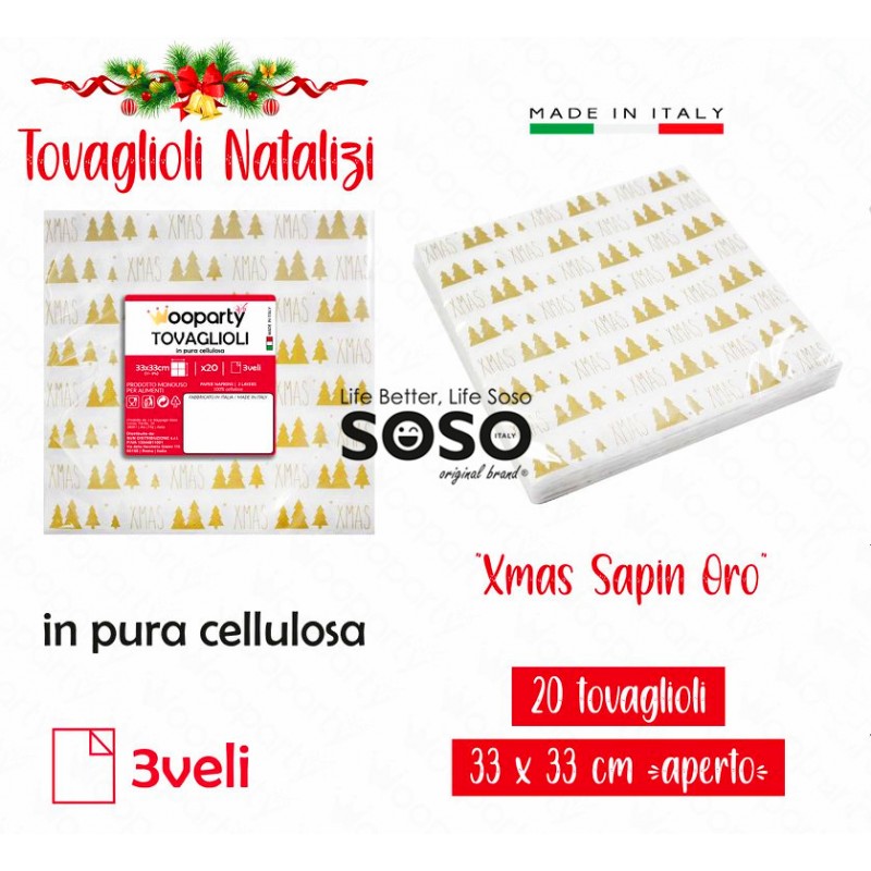 Tovaglioli natalizi 33x33cm 3 veli 20pcs - 1