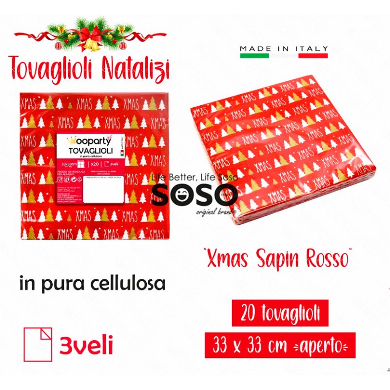 Tovaglioli natalizi 33x33cm 3 veli 20pcs - 1