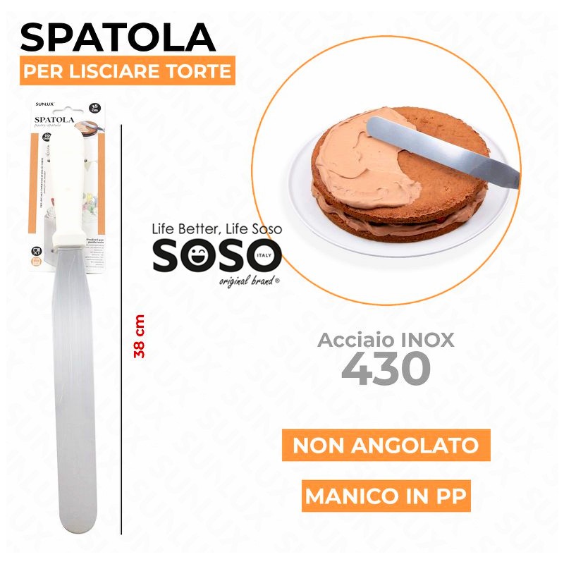 Spatola per lisciare torte acciaio 430 38cm - 1