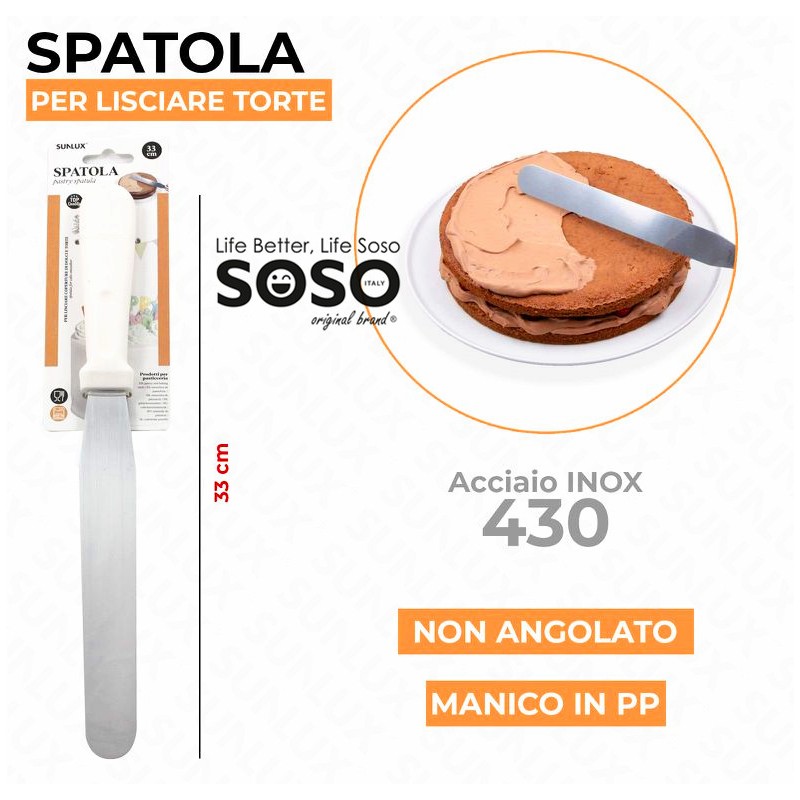 Spatola per lisciare torte acciaio 430 33cm - 1